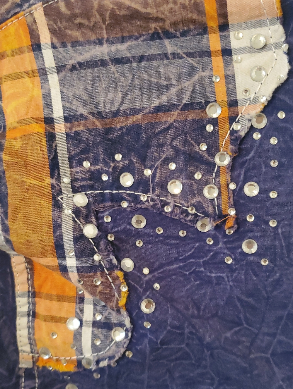 Affliction Snap Button-Front Top with Orange Plaid Accents - Picture 11 of 13